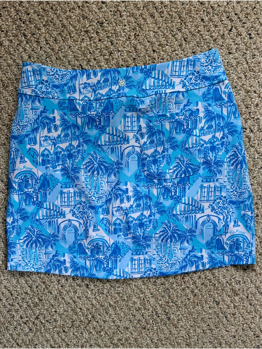 Lilly Pulitzer Luxletic Monica Skort Via Mizner | Blue Palm Beach Print |Size 10 - Picture 2 of 7